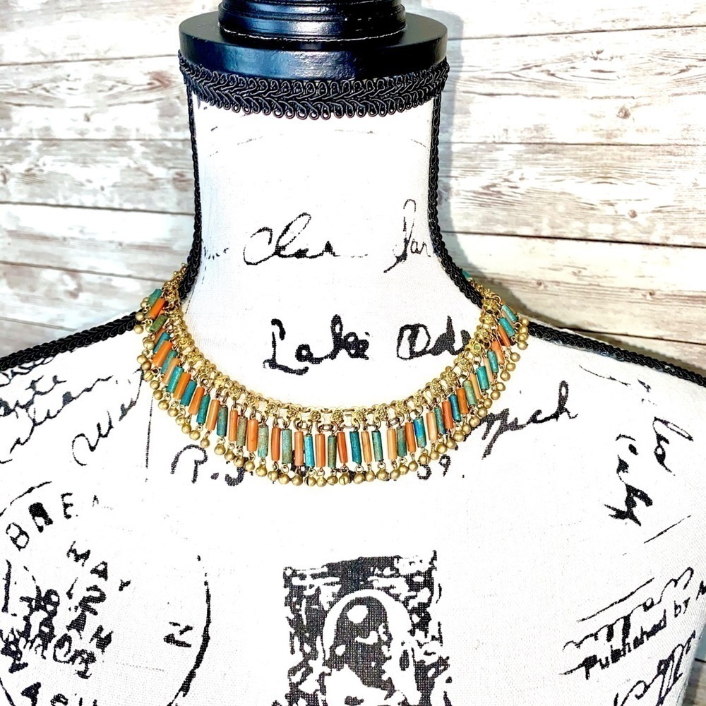 Antique Bronze & Beaded Necklace